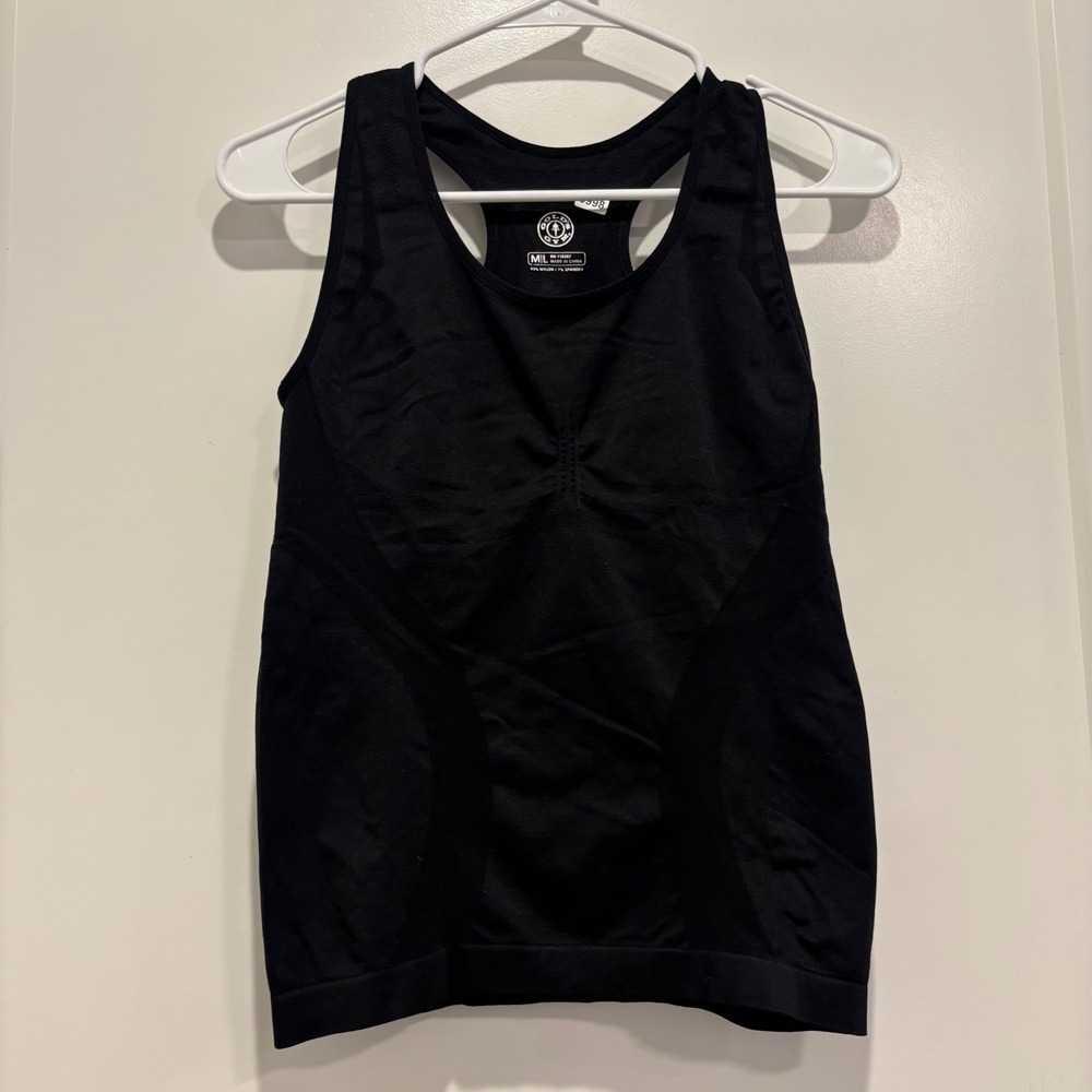 Golds Gym Black Racerback Seamless Athletic Tank Top Womens Size M L RN 110387
